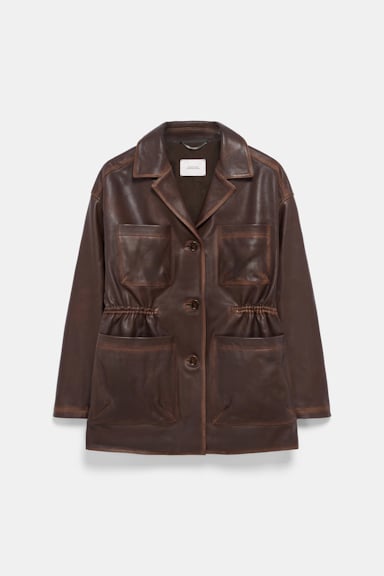 Dorothee Schumacher Vintage look leather jacket choco black