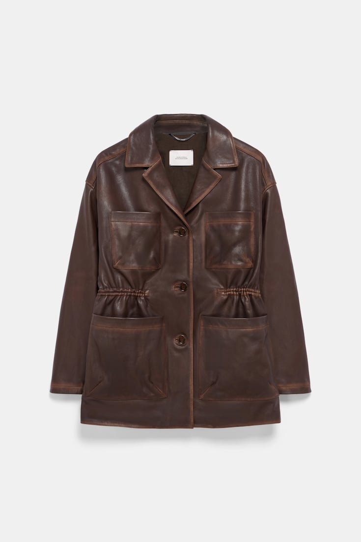 Dorothee Schumacher Vintage look leather jacket choco black