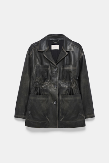 Dorothee Schumacher Vintage look leather jacket pure black