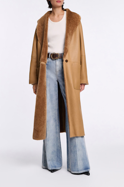 Dorothee Schumacher Lambskin coat with fur inside terra