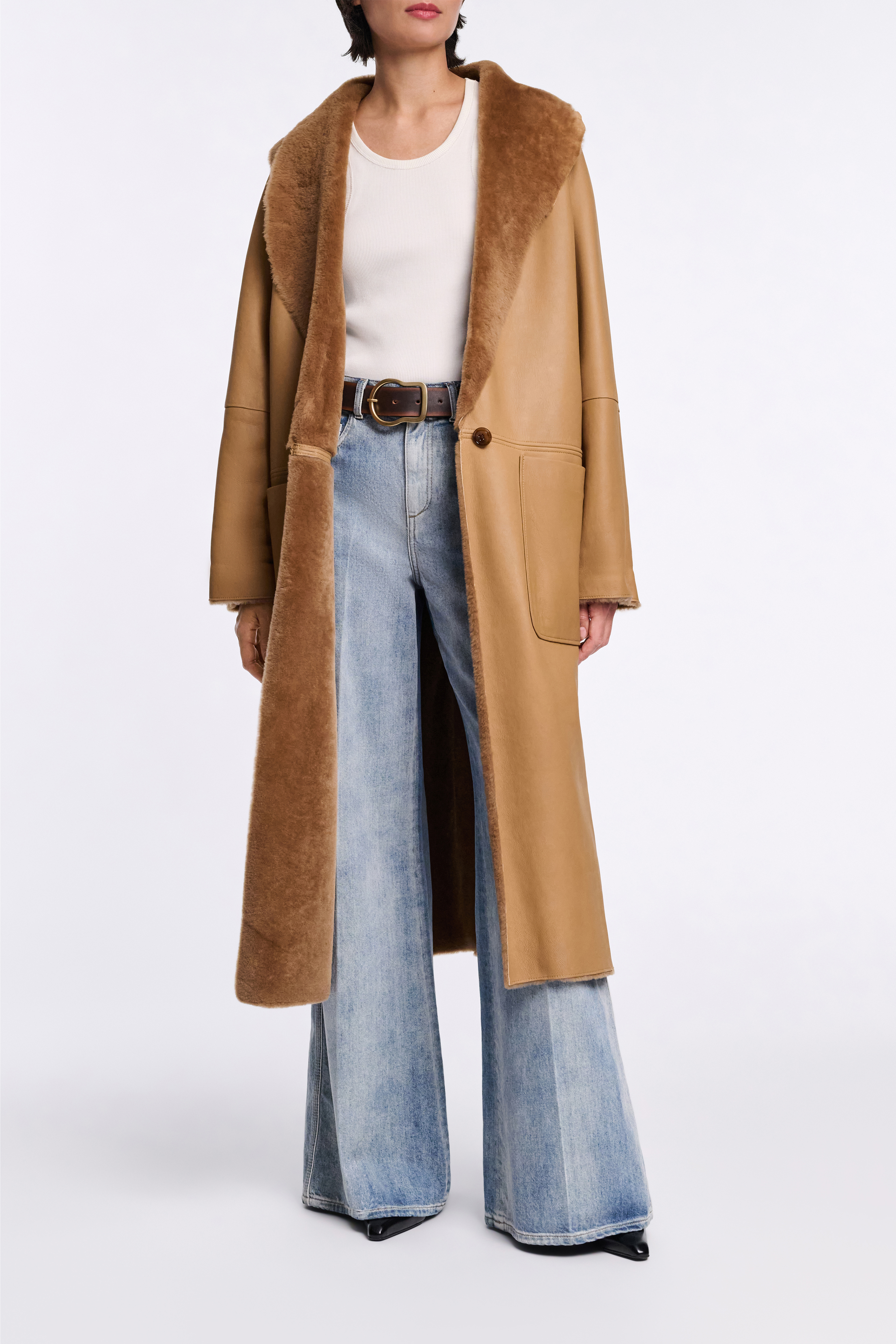Dorothee Schumacher Lambskin coat with fur
