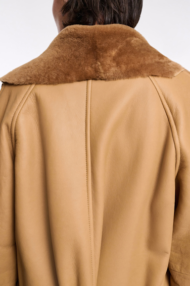 Dorothee Schumacher Lambskin coat with fur inside terra