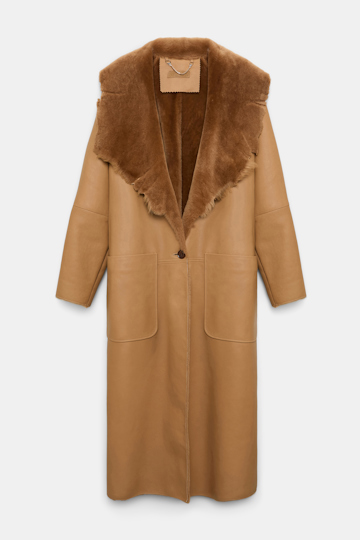 Dorothee Schumacher Lambskin coat with fur inside terra