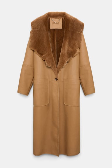 Dorothee Schumacher Lambskin coat with fur inside terra