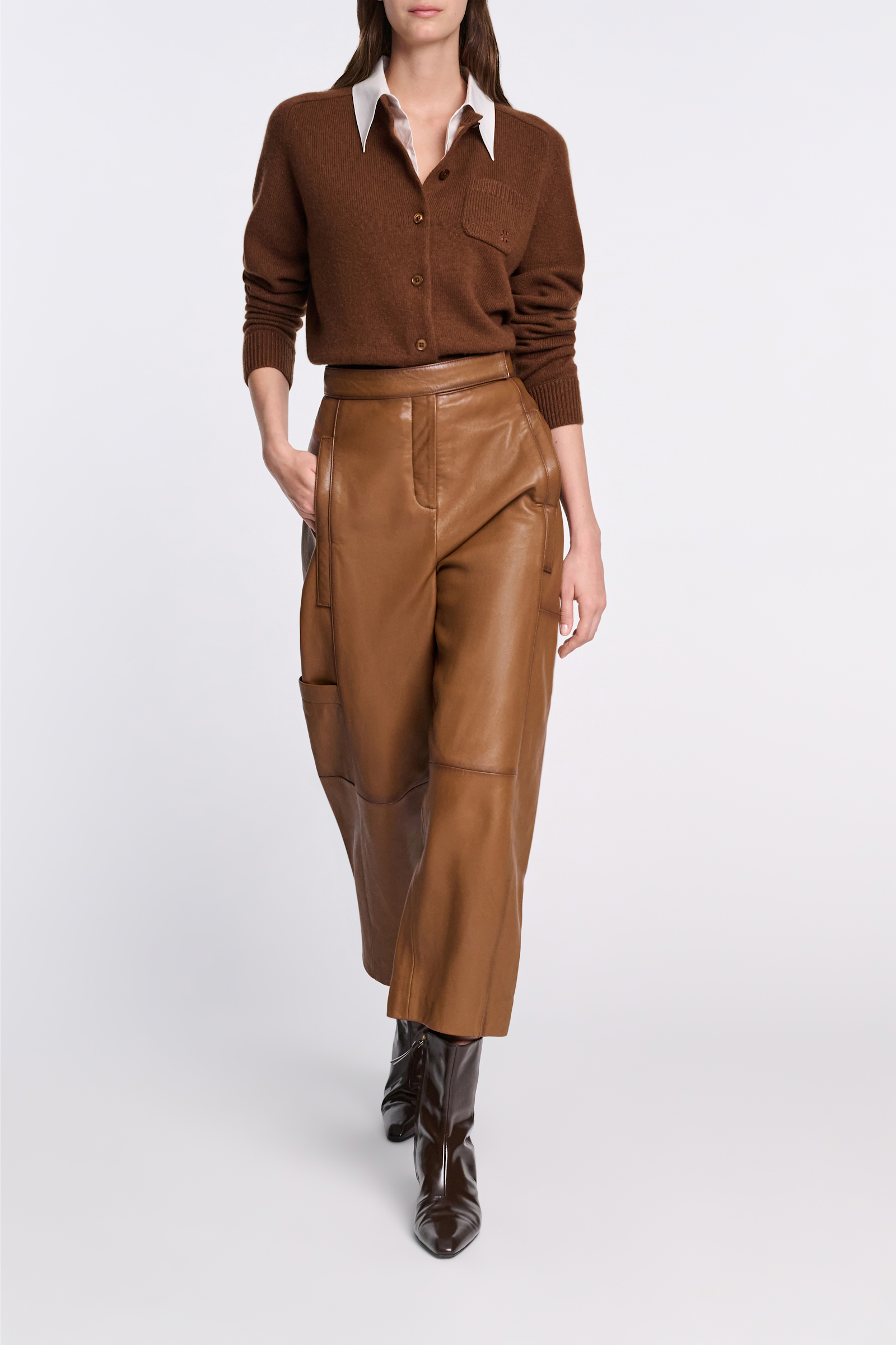 Dorothee Schumacher Peg top leather pants terra