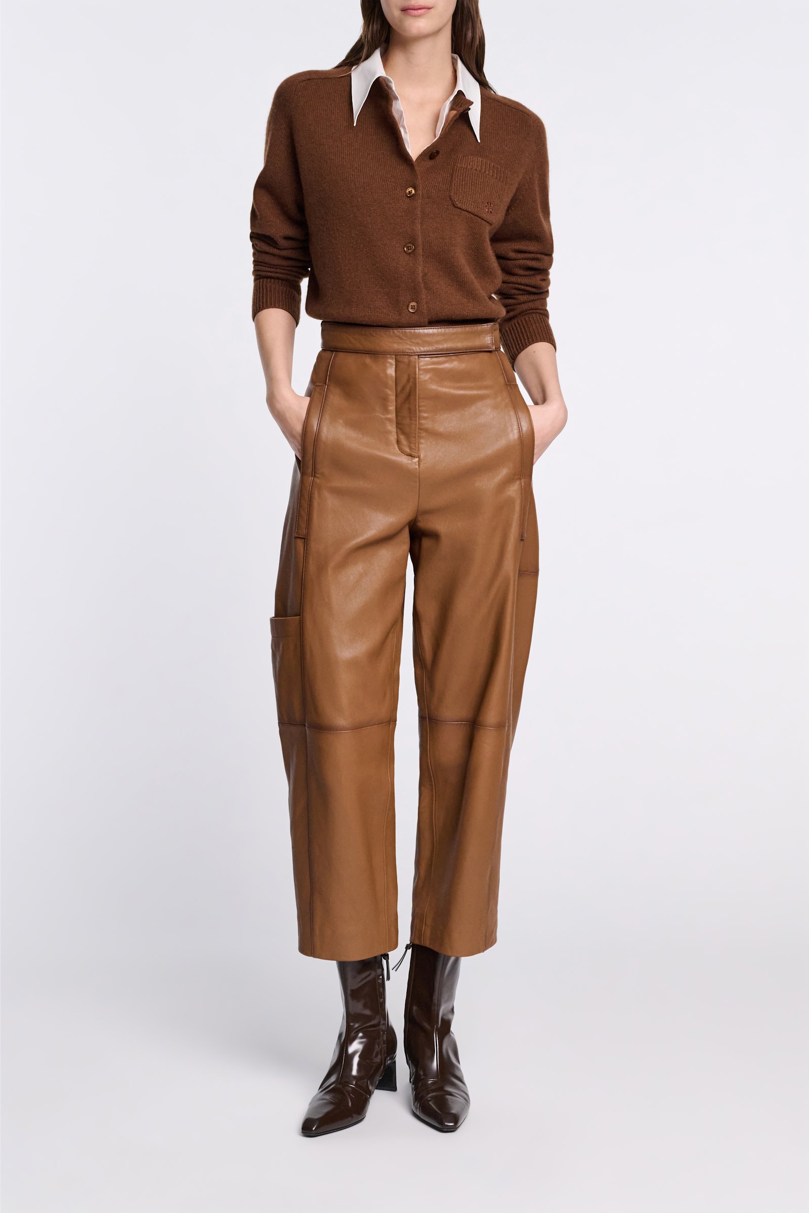 Dorothee Schumacher Peg top leather pants terra