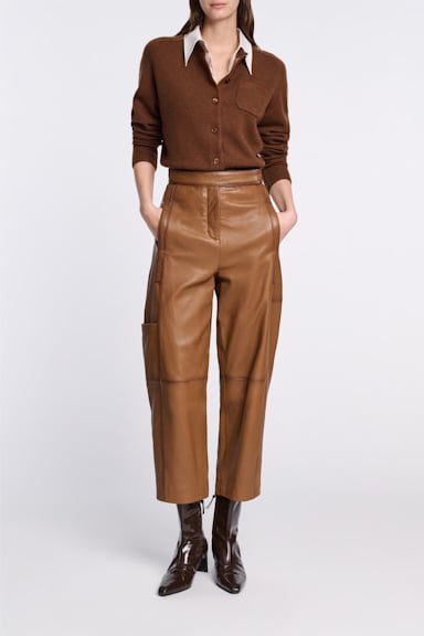 Dorothee Schumacher Peg top leather pants terra