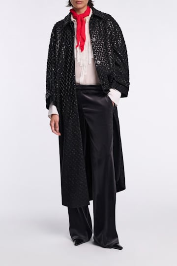 Dorothee Schumacher Sequin embellished coat in Punto Milano pure black