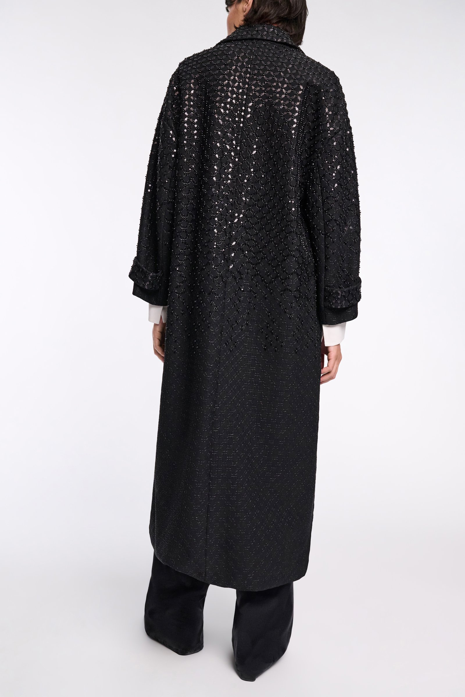 Dorothee Schumacher Bestickter Mantel aus Punto Milano pure black