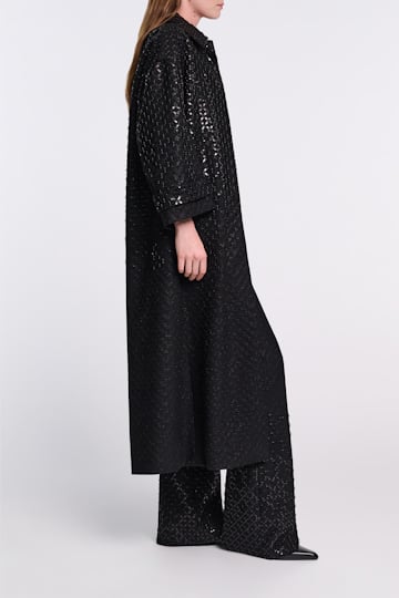 Dorothee Schumacher Sequin embellished coat in Punto Milano pure black
