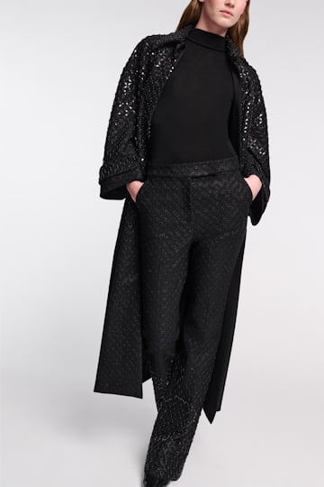 Dorothee Schumacher Sequin embellished coat in Punto Milano pure black