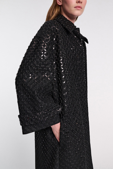 Dorothee Schumacher Sequin embellished coat in Punto Milano pure black