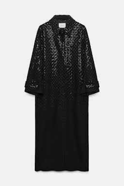 Dorothee Schumacher Bestickter Mantel aus Punto Milano pure black