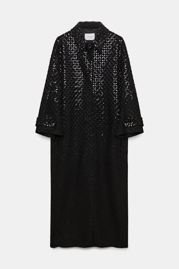 Dorothee Schumacher Sequin embellished coat in Punto Milano pure black