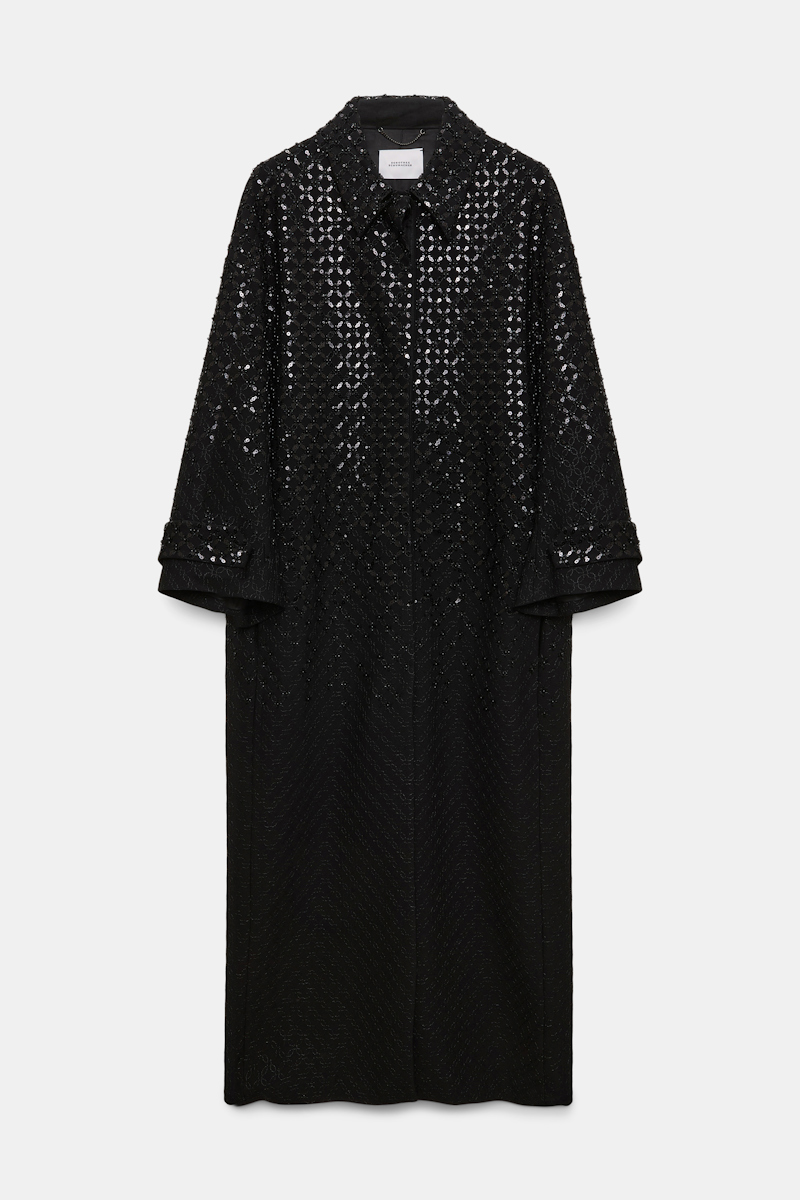 Dorothee Schumacher Sequin Embellished Coat In Punto Milano In Black