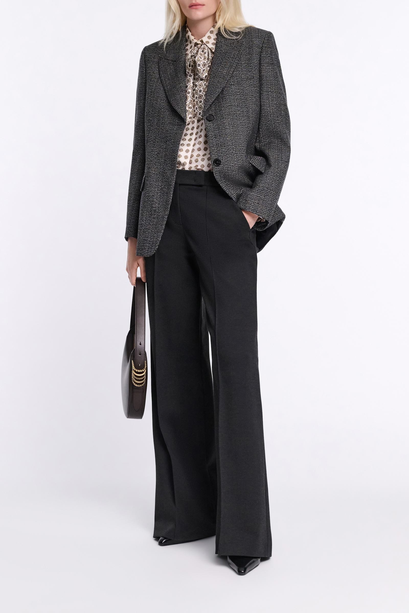 Dorothee Schumacher Hose mit weitem Bein aus Punto Milano charcoal melange