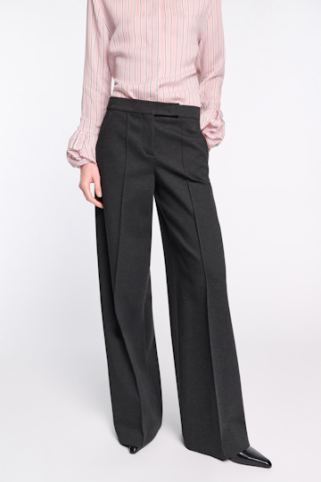 Dorothee Schumacher Hose mit weitem Bein aus Punto Milano charcoal melange
