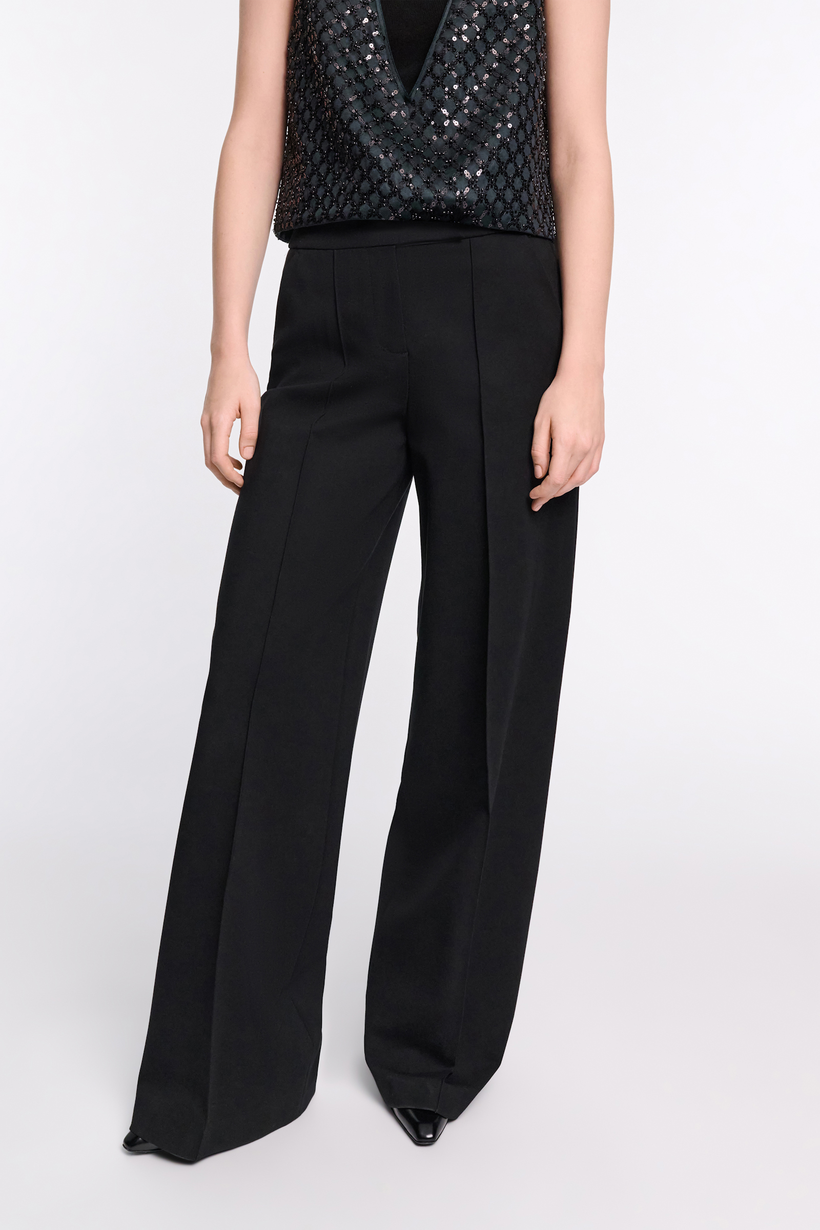 Dorothee Schumacher Hose mit weitem Bein aus Punto Milano pure black