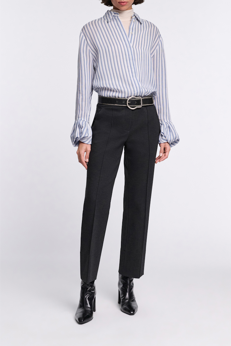 Dorothee Schumacher Hose mit schmalem Bein aus Punto Milano charcoal melange