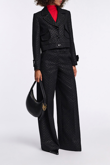 Dorothee Schumacher Einreihiger Blouson aus besticktem Punto Milano pure black