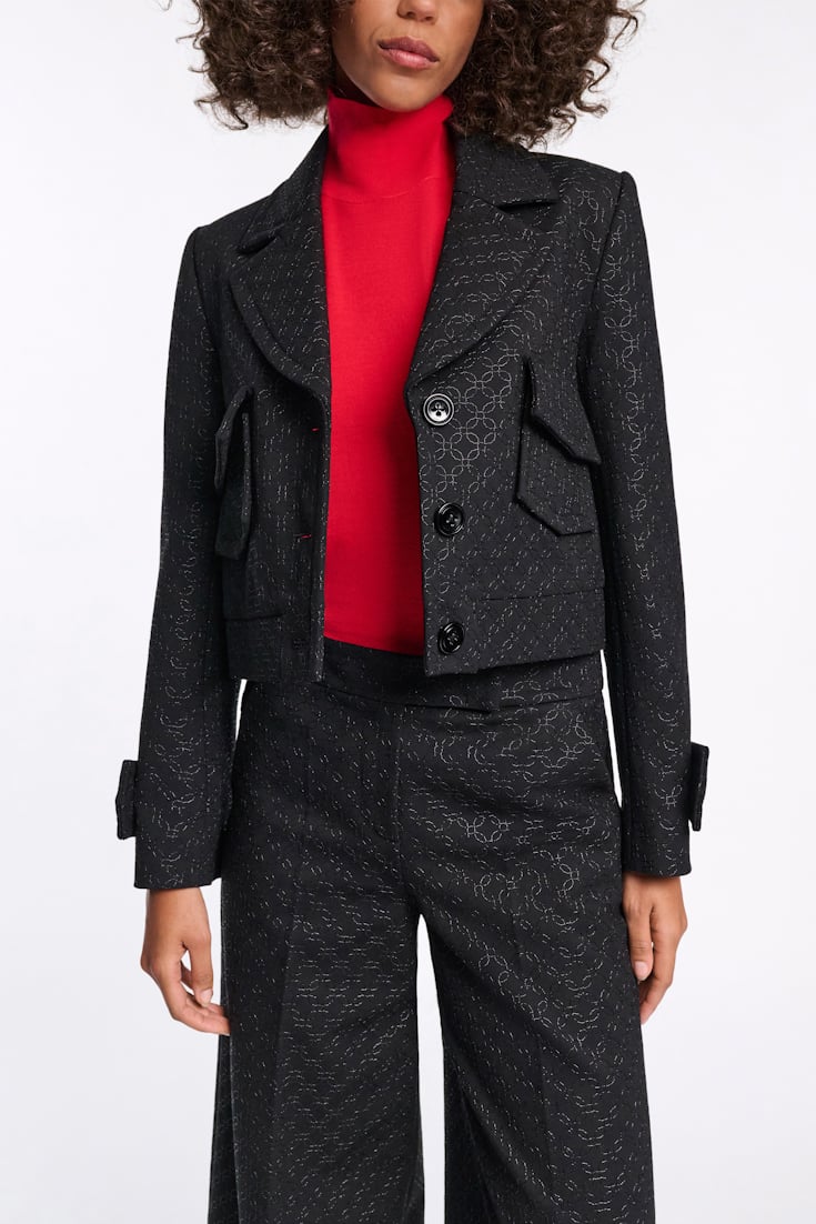 Dorothee Schumacher Einreihiger Blouson aus besticktem Punto Milano pure black