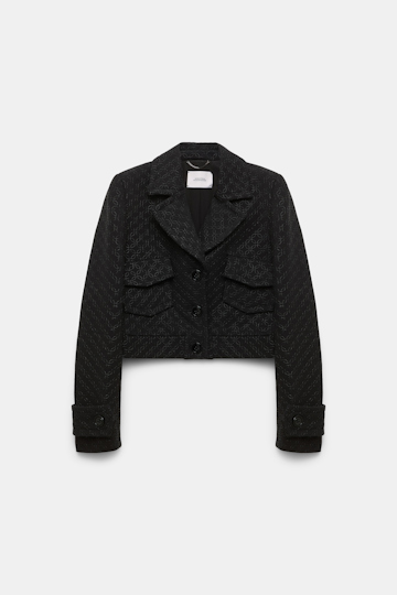 Dorothee Schumacher Einreihiger Blouson aus besticktem Punto Milano pure black
