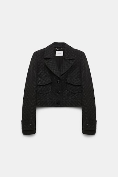 Dorothee Schumacher Einreihiger Blouson aus besticktem Punto Milano pure black