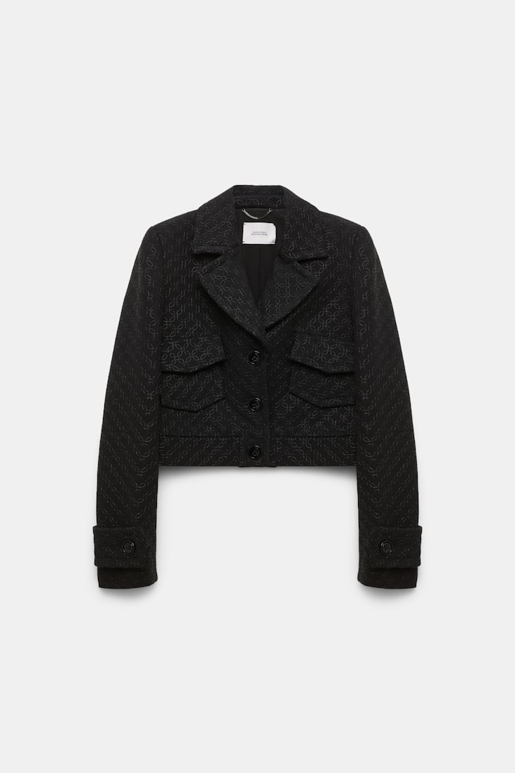 Dorothee Schumacher Einreihiger Blouson aus besticktem Punto Milano pure black