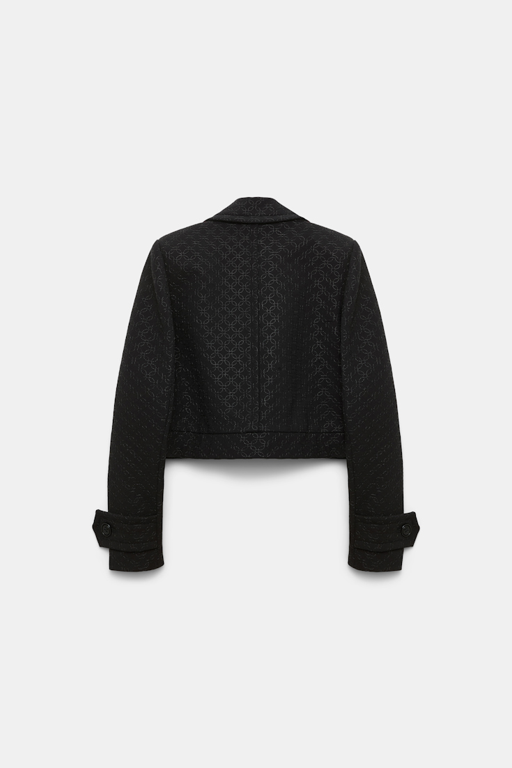 Dorothee Schumacher Einreihiger Blouson aus besticktem Punto Milano pure black