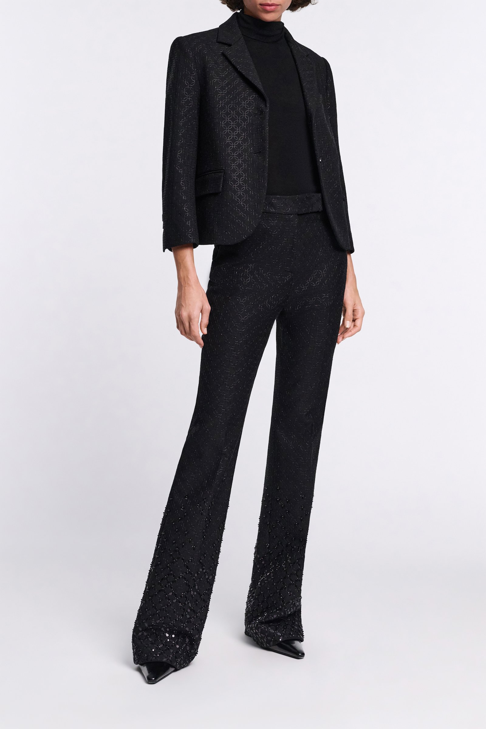 Dorothee Schumacher Mini-Blazer aus besticktem Punto Milano pure black