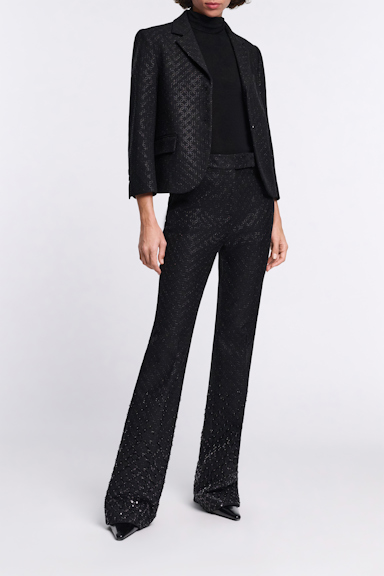 Dorothee Schumacher Mini-Blazer aus besticktem Punto Milano pure black