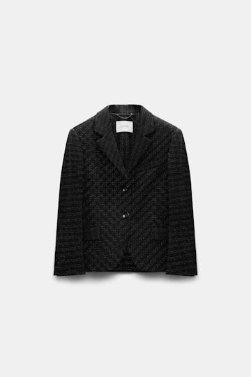 Dorothee Schumacher Mini-Blazer aus besticktem Punto Milano pure black