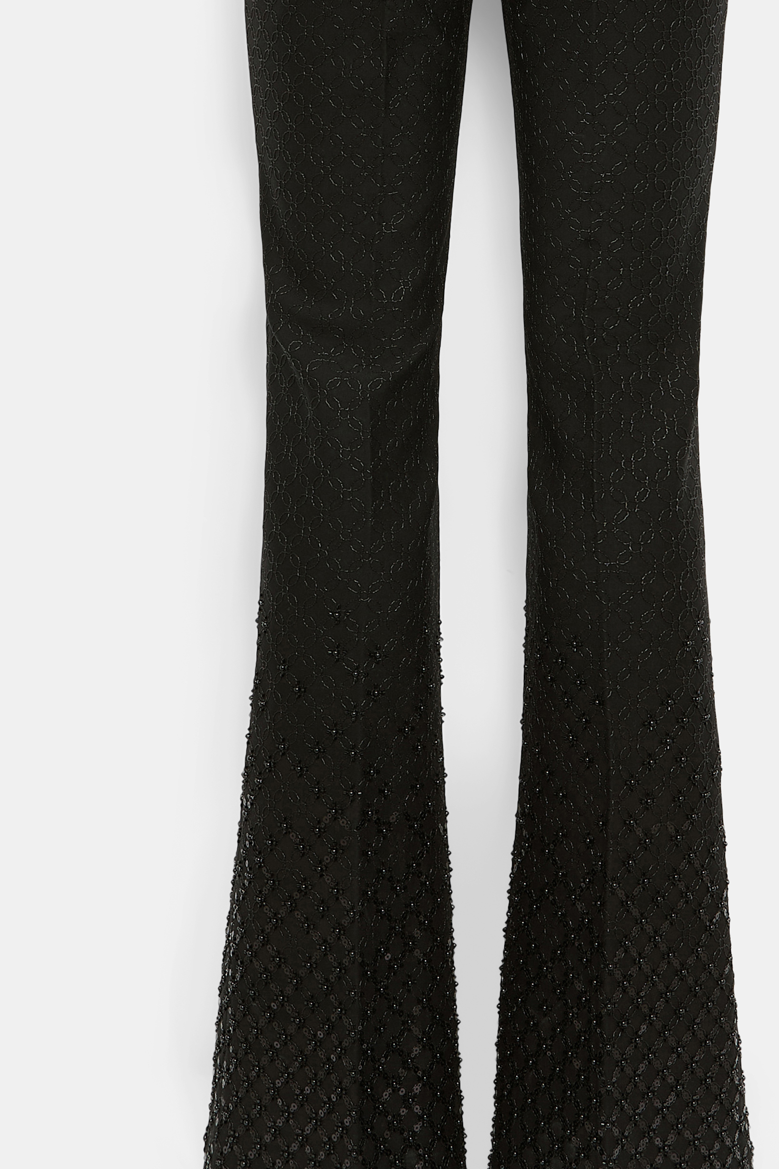 Dorothee Schumacher Hose mit ausgestelltem Bein und Pailletten im Dégradée Verlauf aus Punto Milano pure black