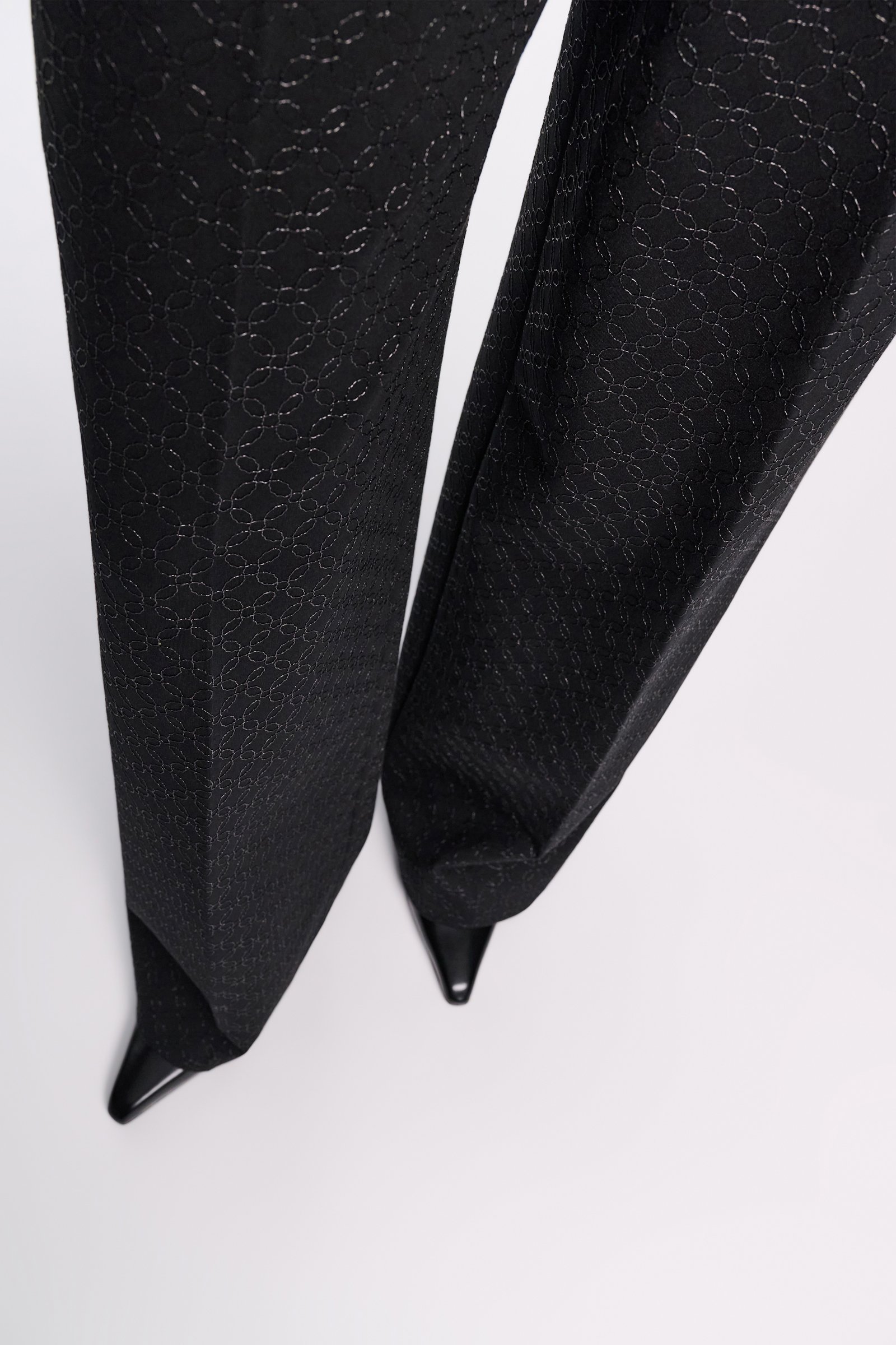 Dorothee Schumacher Hose mit weitem Bein aus besticktem Punto Milano pure black