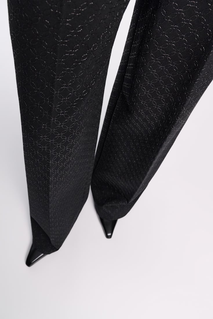 Dorothee Schumacher Hose mit weitem Bein aus besticktem Punto Milano pure black