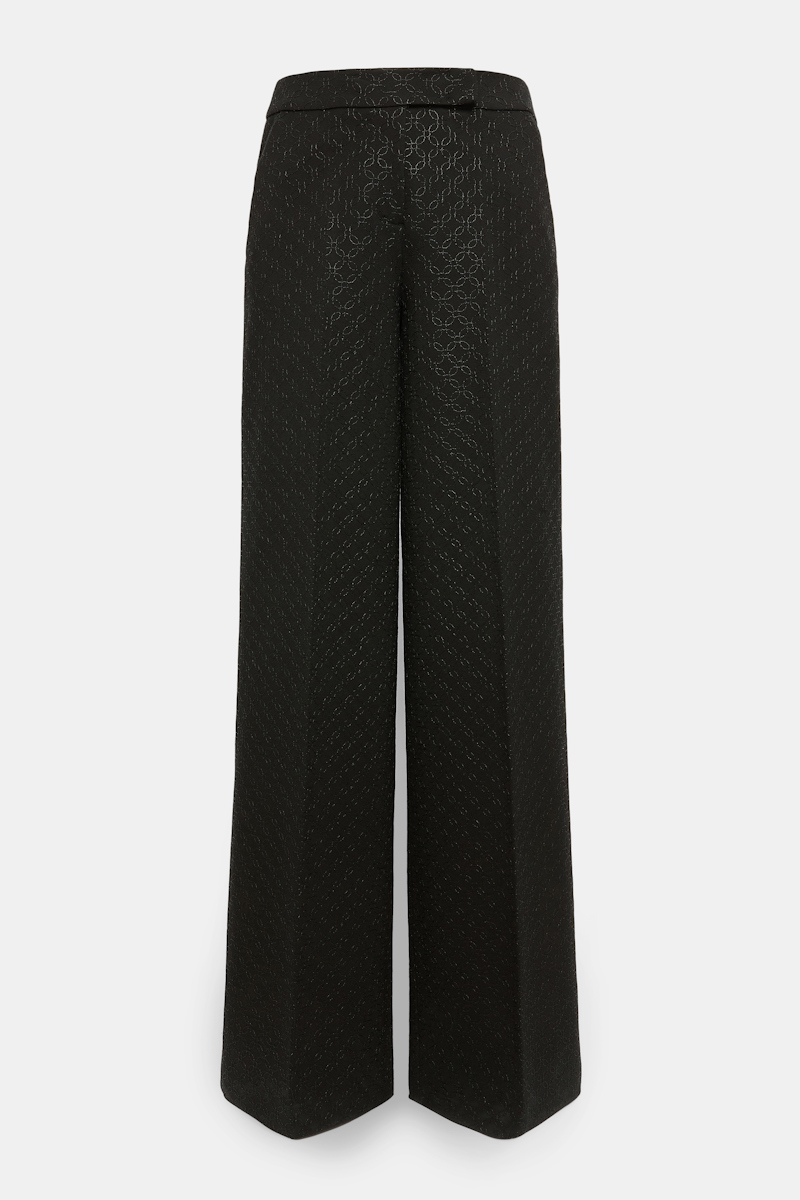 Dorothee Schumacher Embroidered Wide Leg Pants In Punto Milano In Black
