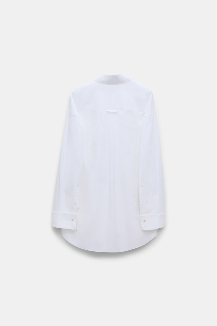 Dorothee Schumacher Hemd mit Bow-Brosche aus Baumwoll-Popeline white pearl