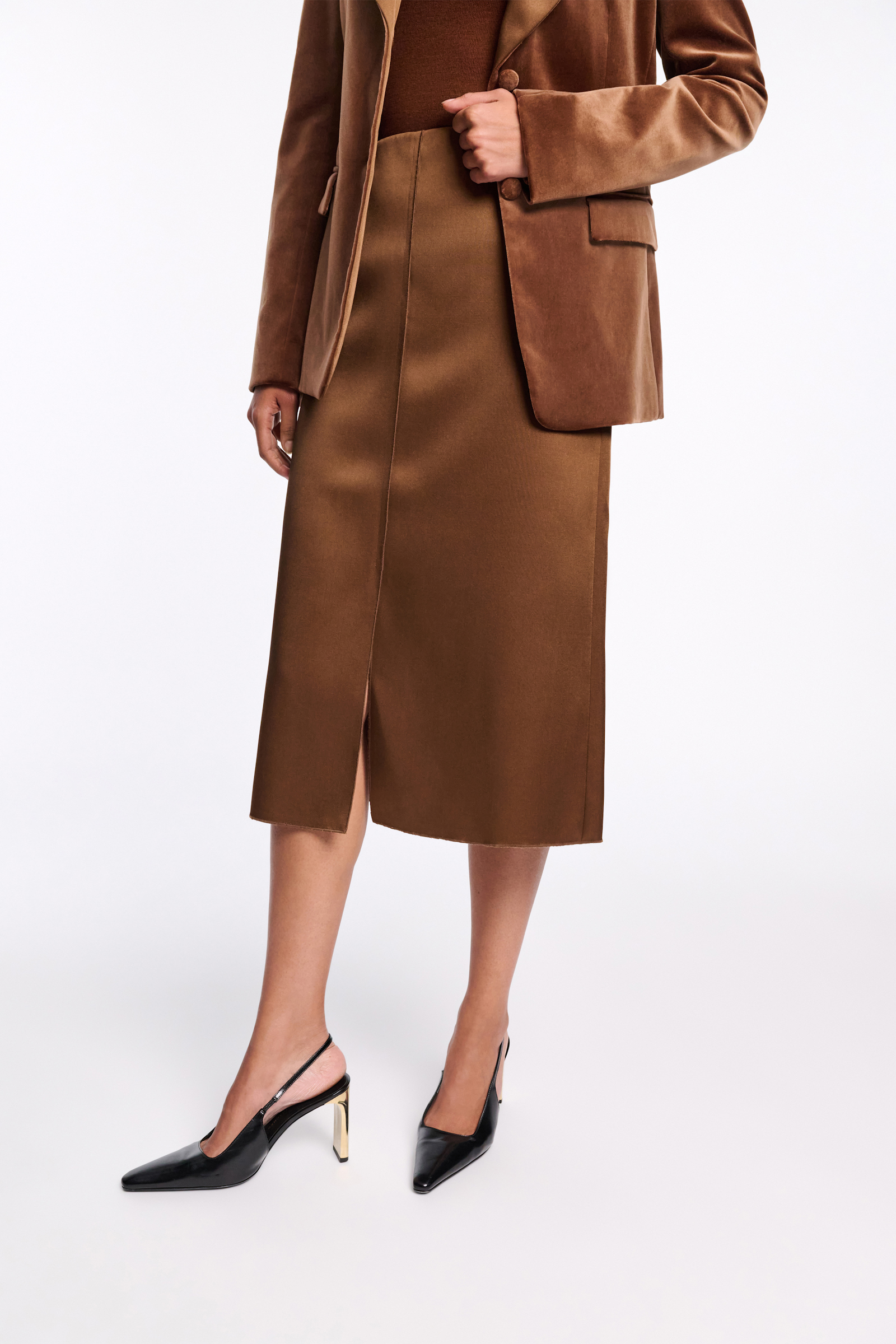 Dorothee Schumacher Pencilskirt mit Schlitzen aus Duchesse terra