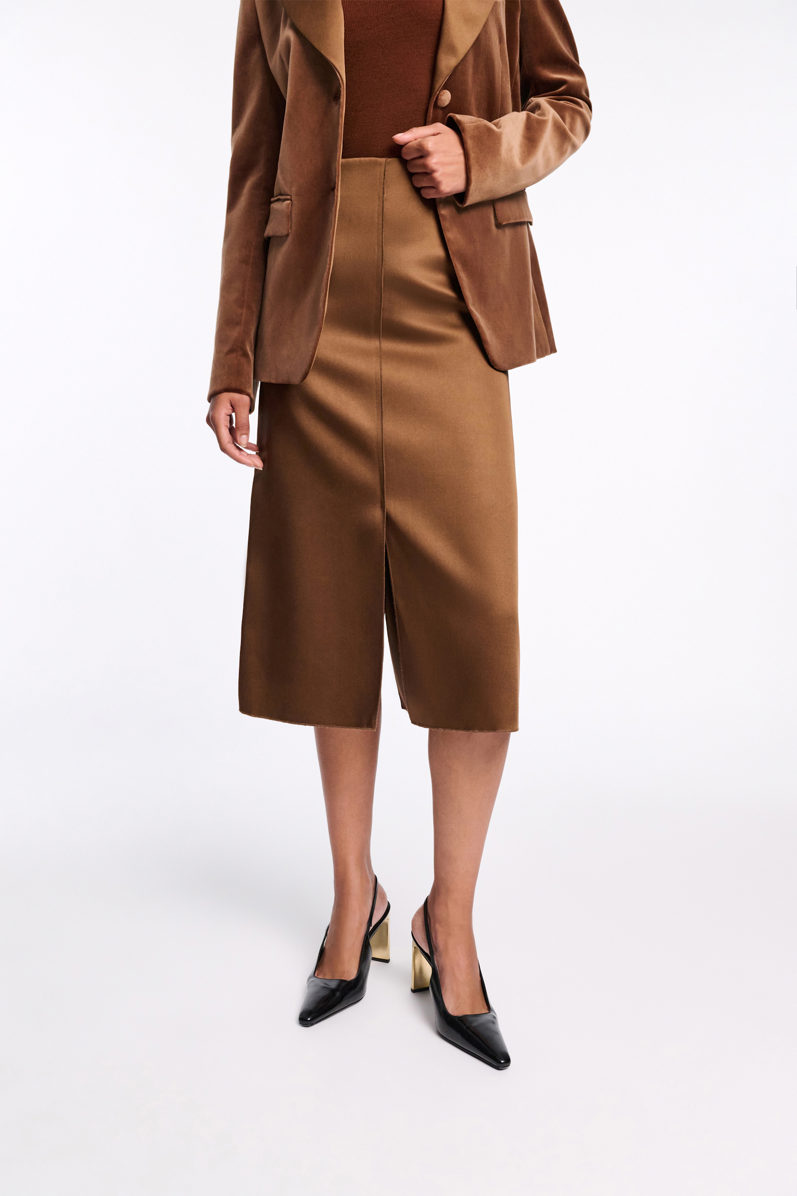 Dorothee Schumacher Pencilskirt mit Schlitzen aus Duchesse terra