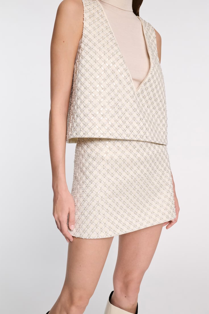 Dorothee Schumacher Sequin embellished mini-skirt in Duchesse pearl