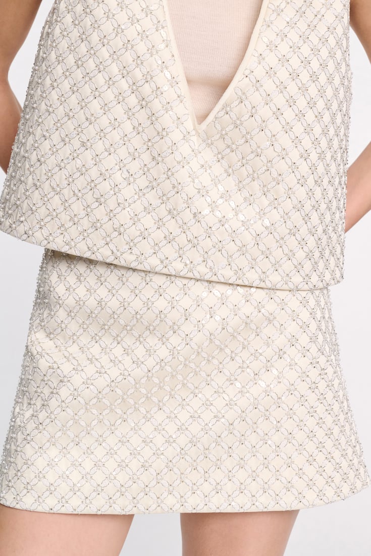 Dorothee Schumacher Sequin embellished mini-skirt in Duchesse pearl