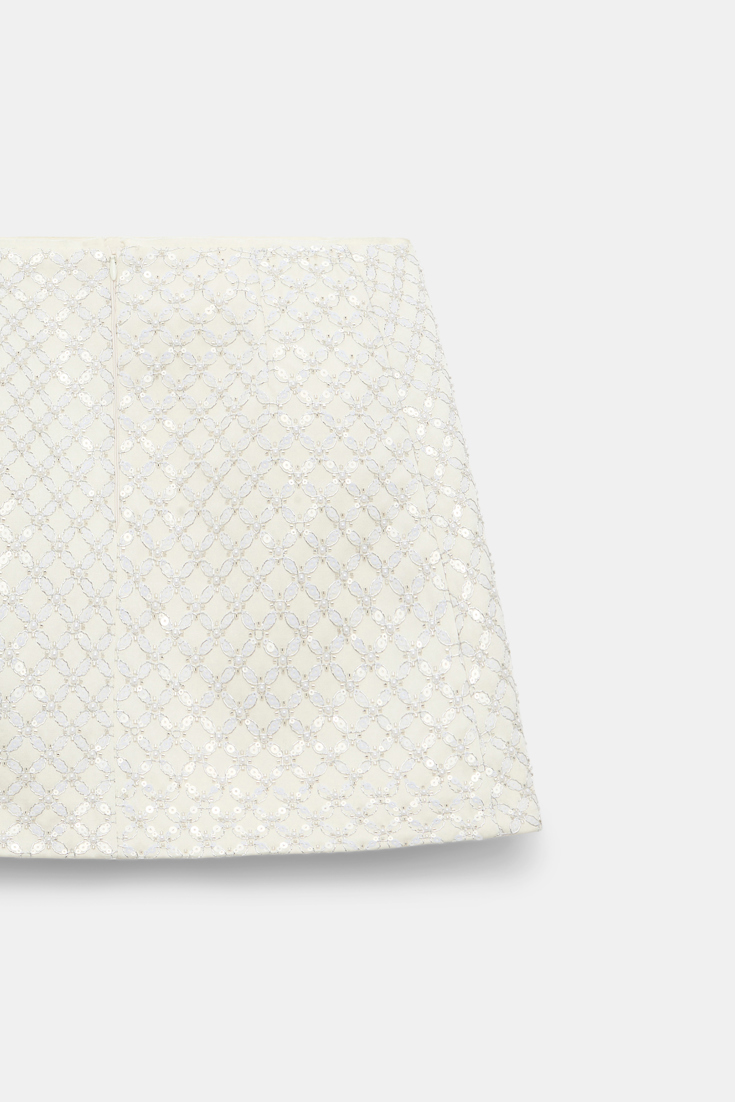 Dorothee Schumacher Sequin embellished mini-skirt in Duchesse pearl