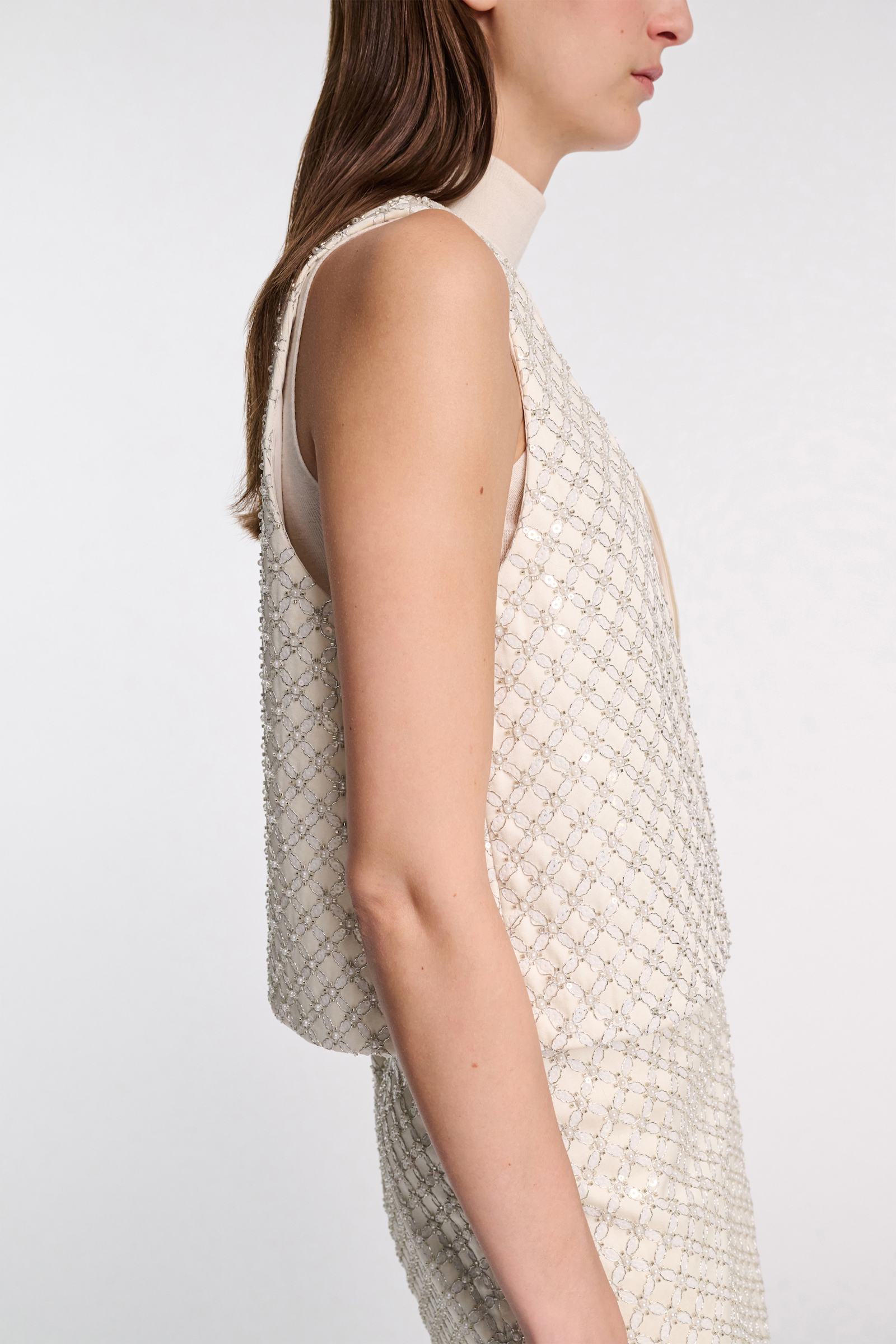 Dorothee Schumacher Cropped Top aus besticktem Duchesse pearl