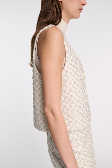 Dorothee Schumacher Sequin embellished crop top in Duchesse pearl