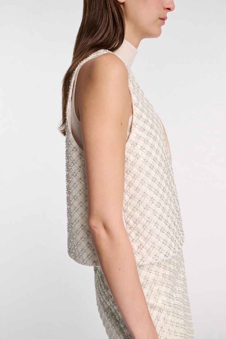 Dorothee Schumacher Cropped Top aus besticktem Duchesse pearl