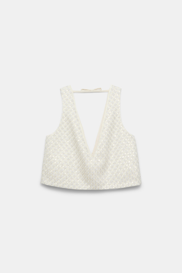 Dorothee Schumacher Cropped Top aus besticktem Duchesse pearl