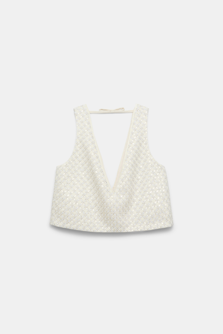 Dorothee Schumacher Cropped Top aus besticktem Duchesse pearl