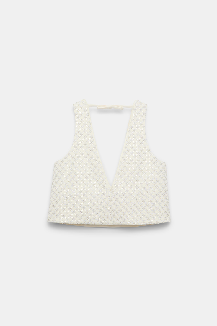 Dorothee Schumacher Cropped Top aus besticktem Duchesse pearl