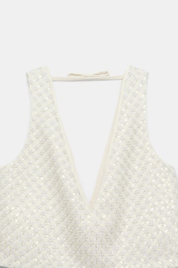 Dorothee Schumacher Sequin embellished crop top in Duchesse pearl