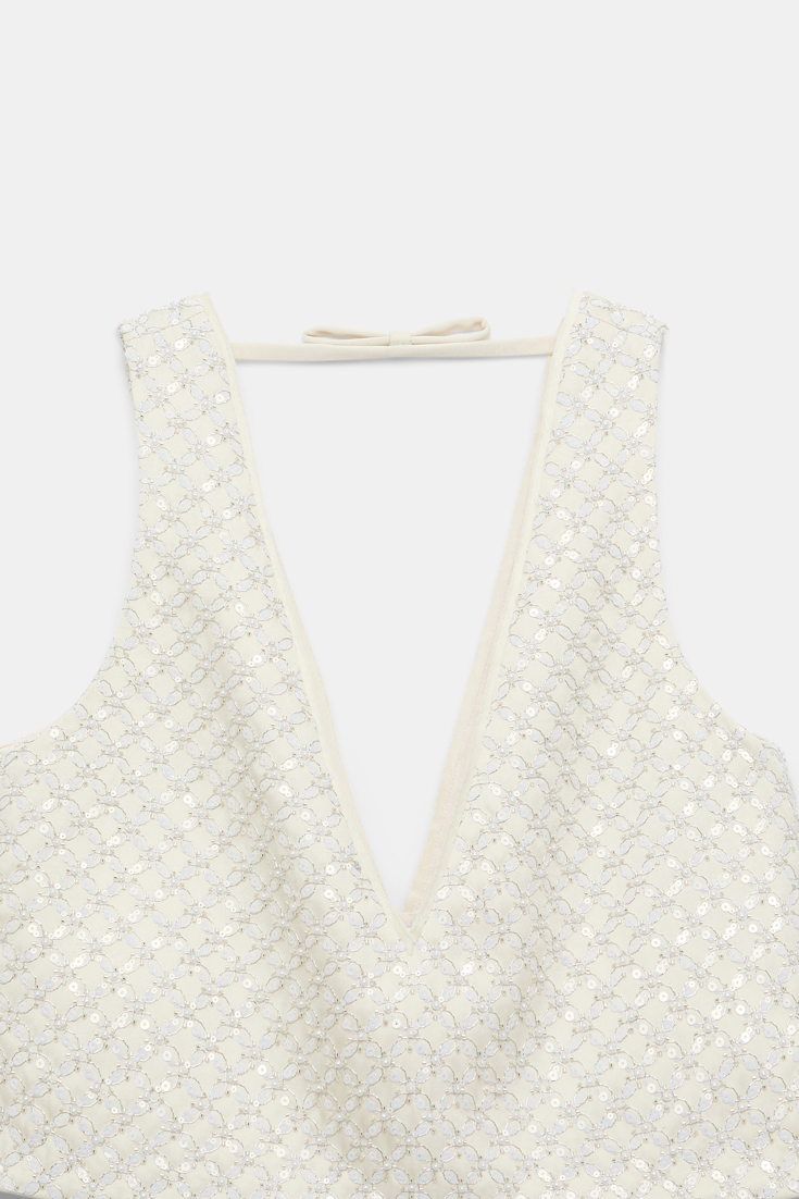 Dorothee Schumacher Cropped Top aus besticktem Duchesse pearl